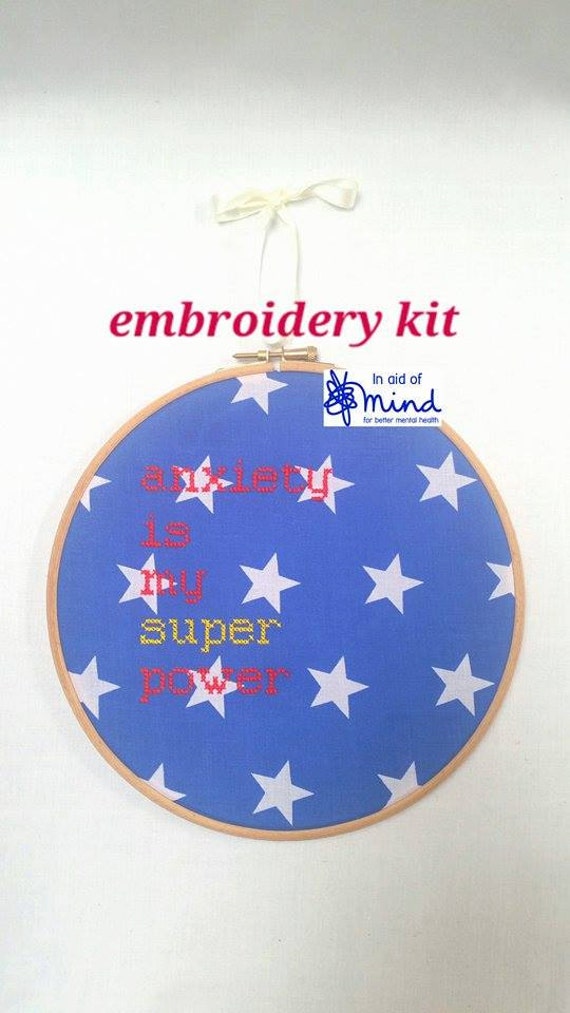 Superpower Cross Stitch Kit Anxiety Is My Super Etsy