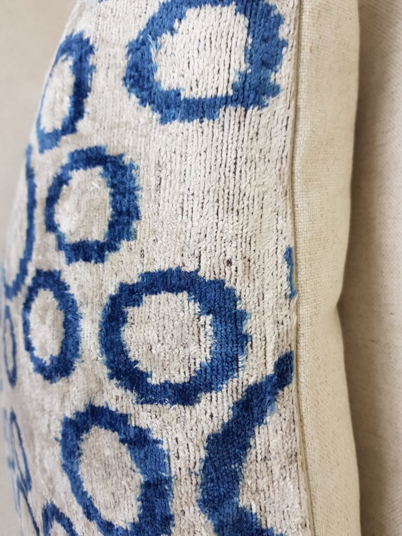 Handmade Silk Pillow Ikat velvet pillow 24x24 inch velvet pillow Decorative Pillow Silk cushion cover, Square ikat pillow