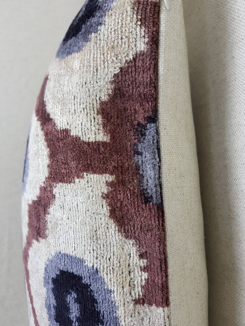 Silk cushion cover, Decorative Pillow Square ikat pillow Handmade Silk Pillow Ikat velvet pillow 20x20inch velvet pillow