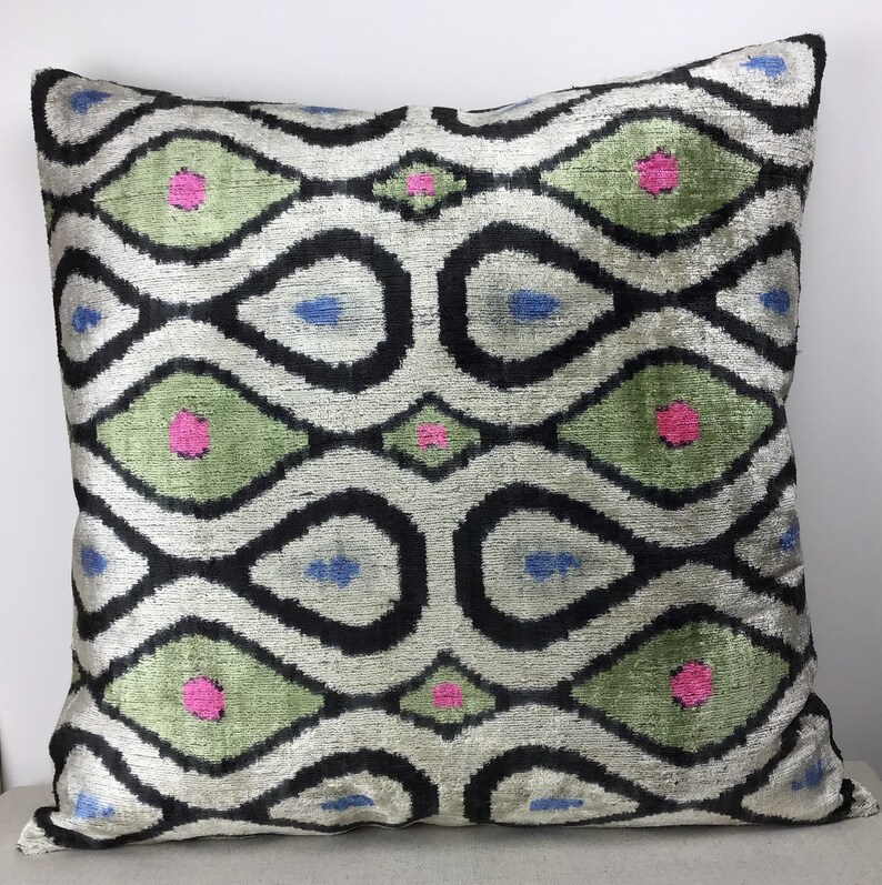 24x24 inch velvet pillow Ikat velvet pillow Decorative Etsy