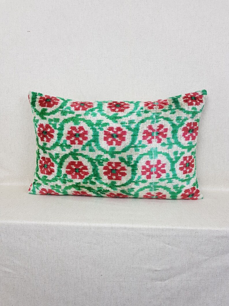 16 x 24 Silk velvet ikat pillow cover Decorative pillows Double side ikat cushion,Handmade velvet ikat pillow Luxury home decoration