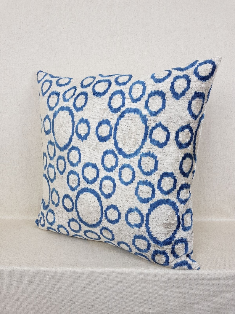 Handmade Silk Pillow Ikat velvet pillow 24x24 inch velvet pillow Decorative Pillow Silk cushion cover, Square ikat pillow