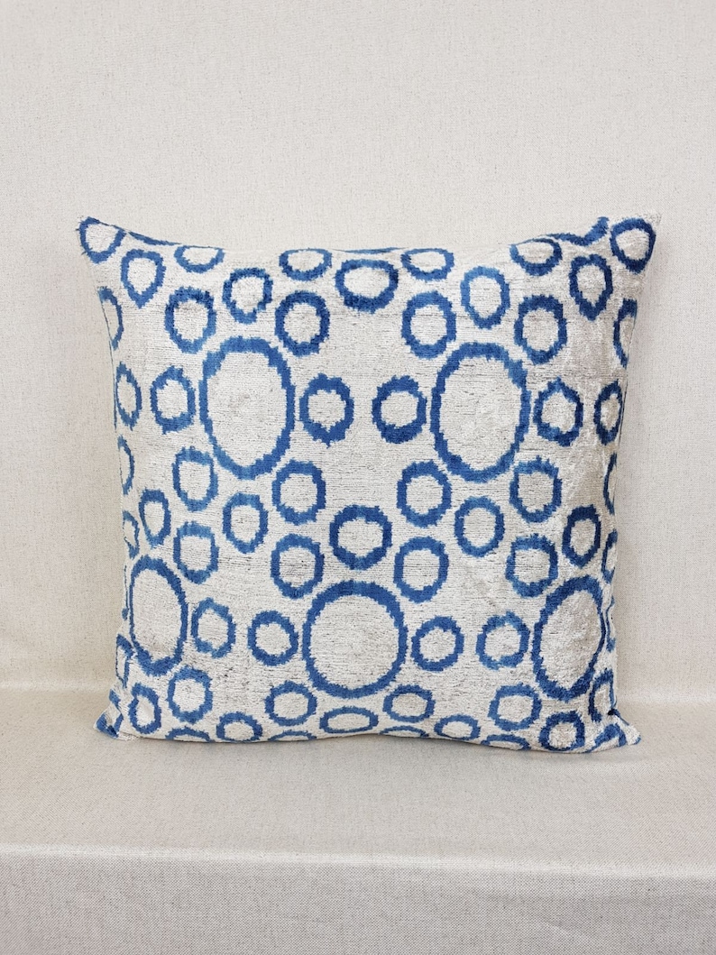 Handmade Silk Pillow Ikat velvet pillow 24x24 inch velvet pillow Decorative Pillow Silk cushion cover, Square ikat pillow