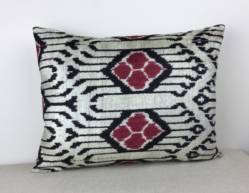 Pillow covers Handmade Silk Pillow Silk cushion cover 16x20inch- ikat velvet pillow cover Modern soft decorative pillow for couch