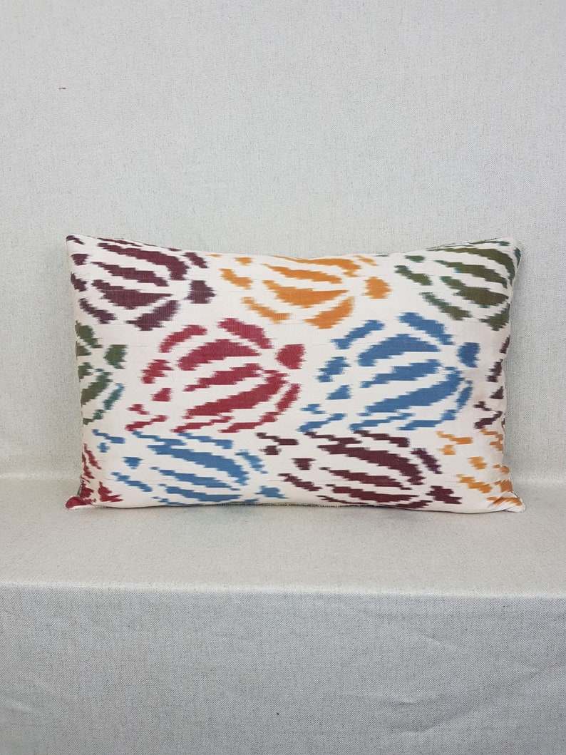 Luxury home decoration Decorative pillows 16 x 24 Silk velvet ikat pillow cover Double side ikat cushion,Handmade velvet ikat pillow