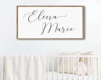 Baby Name Nursery Printable, First & Middle Name Bedroom Sign Decor, Script Calligraphy Name Print, Over Crib Sign, Custom Digital Download