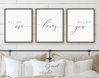 All Of Me Loves All You – Väggkonst till sovrummet, digital nedladdning av kärlekscitatdekor