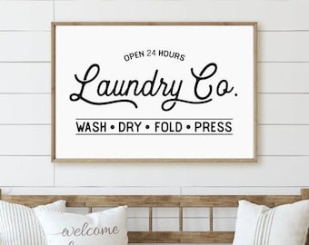 Vintage Laundry Co Sign, Farmhouse Washroom Art (Digital Download)