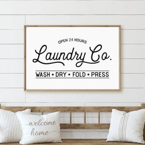 Laundry Room Printable, Vintage Laundry Sign, Wash Dry Fold, Farmhouse Sign, Minimalist Wall Art Decor, Instant Digital Download,18x24&24x36