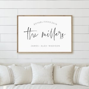 Impresión con el nombre de la familia y el año de fundación, letrero minimalista de granja para imprimir, letrero rústico para decoración del hogar, letrero para miembros de la familia, descarga digital personalizada