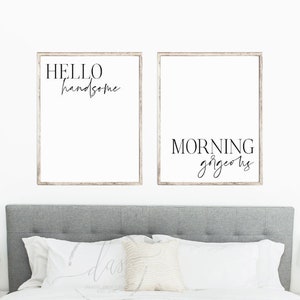 Hello Schöner Morgen Wunderschöne druckbare Schilder, Schlafzimmer Dekor Poster, Wohnzimmer Wandkunst, Kalligraphie, Sofortiger digitaler Download