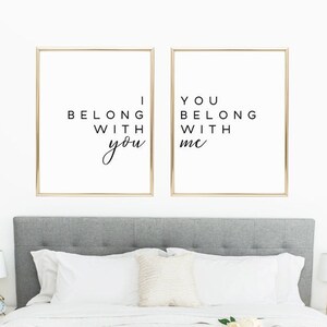 I Belong With You You Belong With Me Printable Sign Set, Bedroom Quote Wall Art, Living Room Posters, Home Decor Prints, Digital Download