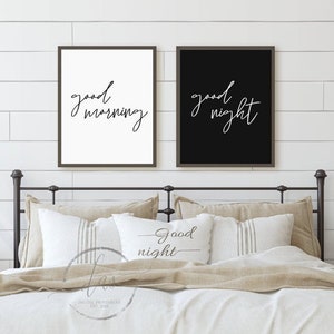 Good Morning Good Night Printable Sign Set Bedroom Prints - Etsy