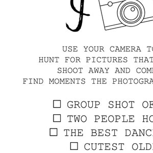 I Spy Wedding Game Printable, Photo Reception Table Print, Disposable Camera Picture Sign, Photo Checklist, Instant Digital Download, 8x10 image 4
