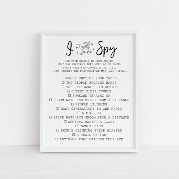 I Spy Wedding Game Printable Photo Reception Table Print Etsy UK