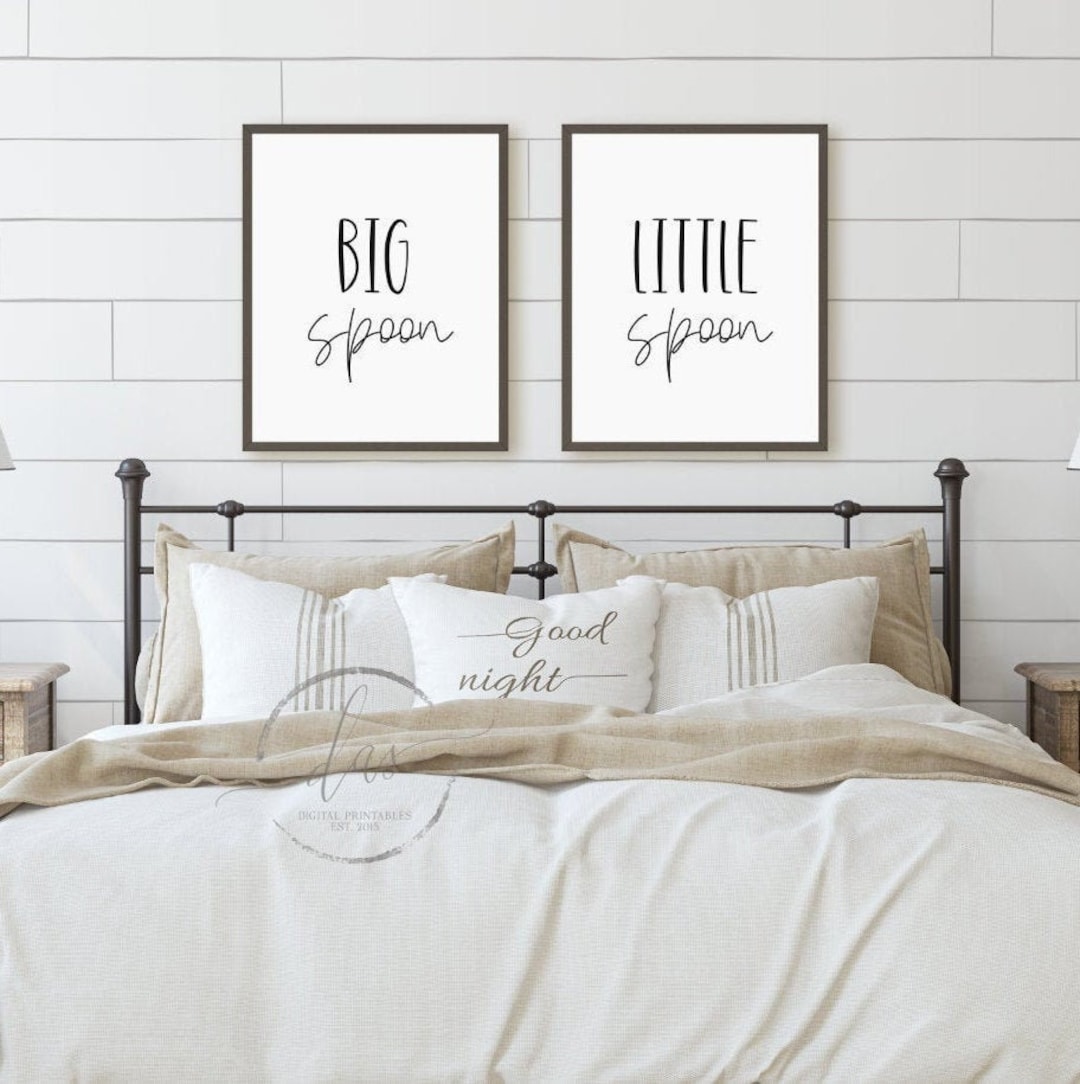Mini Spoons Sign Big Spoon Little Spoon Print Set, Bedroom Wall Art (digital Download ...