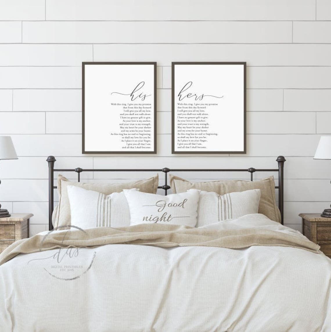 His and Hers Wedding Vows Printable, Wedding Vows Prints, Bedroom Wall ...