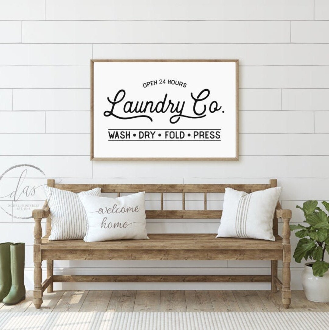 Laundry Room Printable, Vintage Laundry Sign, Wash Dry Fold, Farmhouse ...