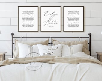 Custom Wedding Vows Printable Sign Set, Anniversary Decor Prints, Bedroom Wall Art, 3 Print Wedding Ceremony Verse, Custom Digital Download