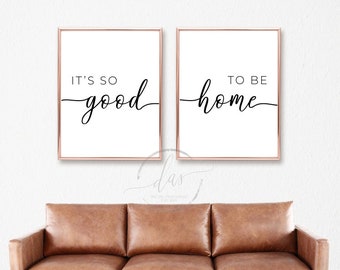 Juego de láminas decorativas "Es tan bueno estar en casa", arte mural con cita inspiradora (descarga digital)