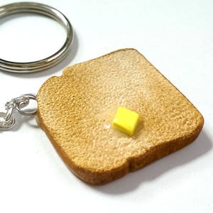 Buttered Toast Keychain, Food Jewelry, Food Charms, Bread Keychain, Cool Keychain, Cute keychain, studio ghibli
