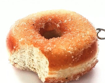 Sugar Donut charm Food jewelry, Miniature Food Keychain Charms, Bakery Gift