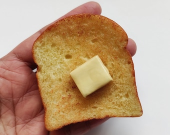 Large Miniature Toast with Butter Pin,  Cute Brooch 3D Food Pin, Food Jewelry, Cute bar pin, Unique Brooch, label pin