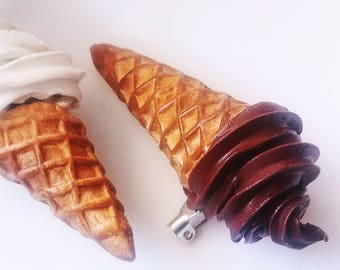 Ice Cream Pin, Swirl ice cream Brooch - Lapel Pin Food Jewelry