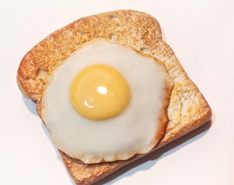 Egg on a Toast Magnet Miniature Food Magnets Cute  Fridge magnets polymer clay food magnet