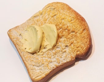 Imán de tostada con mantequilla, imanes de comida en miniatura, lindos imanes para nevera, imán de comida de arcilla polimérica