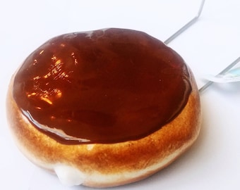 Handmade Polymer Clay Donut Business Card Holder - Bakery Decor