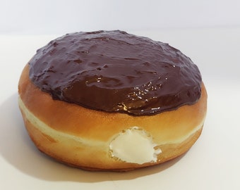 Realistic Boston Cream Donut Wall Decor, 3D Fake Food Art, 4.5 Inch