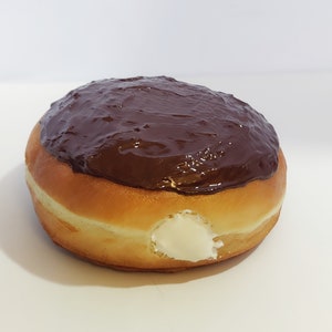 4.5 Inch Realistic Boston Cream Donut Wall Decor, 3D Fake Food Art, Chocolate Donut Prop, Pop Art, Gift for Baker