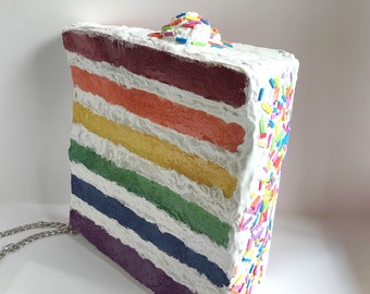 Rainbow Cake Bag, Fake Food Purse, Unique Statement Purse, Funny Novelty Gift