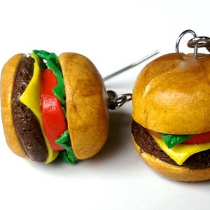 Burger Earrings , Miniature Food Jewelry, Food Earrings, Funny Gift, Cute Birthday