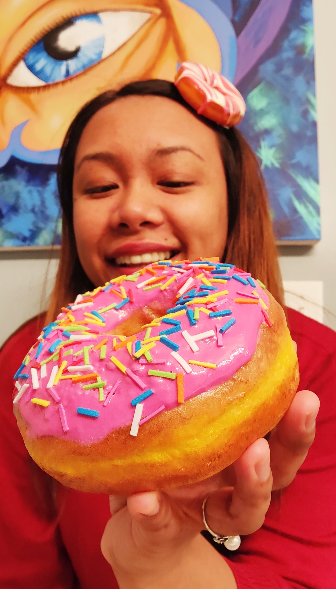 4.5 Inch Realistic Pink Sprinkled Donut Wall Decor 3D Fake Etsy