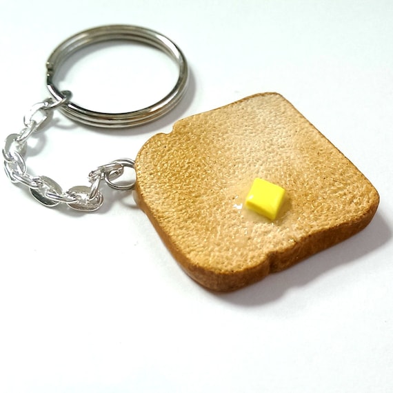 Buttered Toast Keychain Food Jewelry Food Charms Bread Etsy