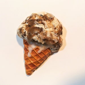 Vanilla Chocolate Caramel Ice cream magnet - Cute Fake food refrigerator magnet - realistic food magnets
