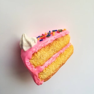 Slice of Cake Magnet, Miniature Polymer Clay Fake Food Magnets, Unique Fun Birthday Gift