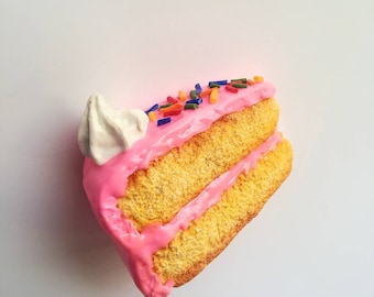 Slice of Cake Magnet, Miniature Polymer Clay Fake Food Magnets, Unique Fun Birthday Gift