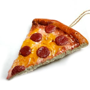 Pepperoni Pizza Christmas Ornament, Pizza Decor, Miniature fake pizza Cute Gifts food ornament