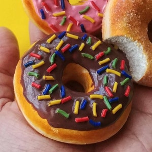 Sprinkled Chocolate Frosted Donut Magnet, Polymer clay ,Christmas Gift