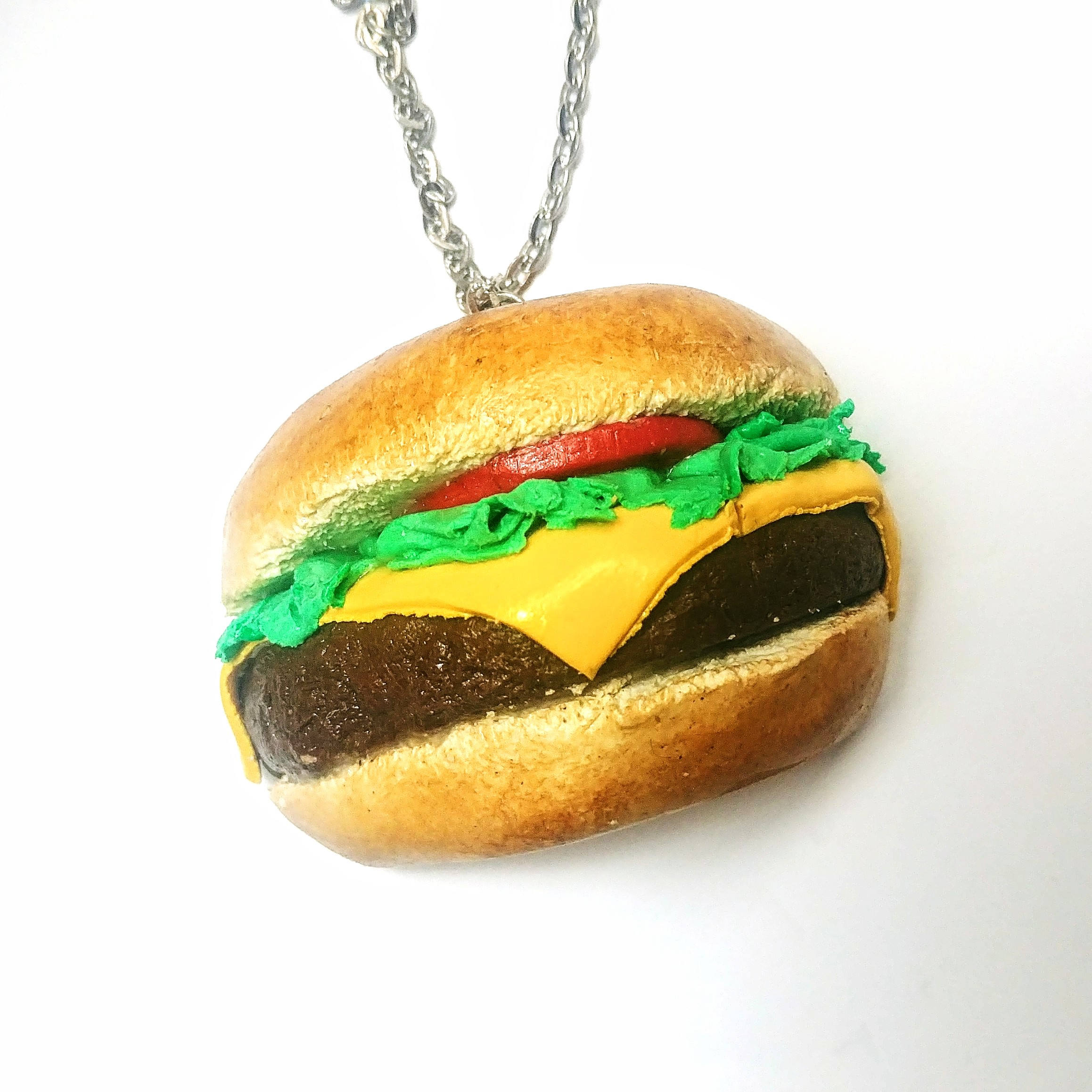 Cheeseburger Necklace fake burger Food Jewelry Burger Etsy