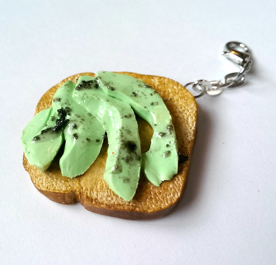 Avocado Toast Keychain Charm Miniature Food Jewelry, Vegan Keychain