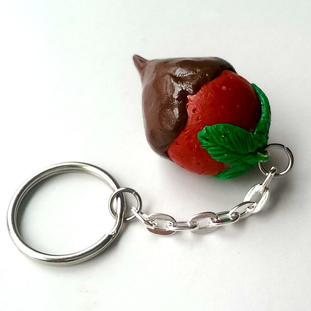 Strawberry Keychain, Food Keychain, Food Jewelry, Food Charms, Fruit
