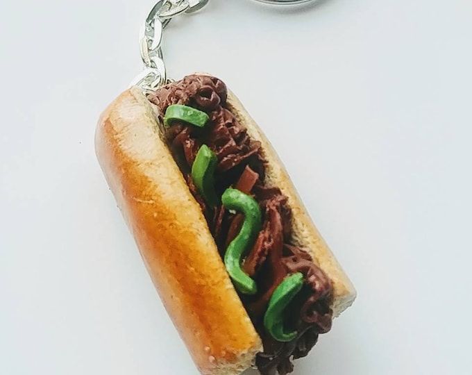 Italian Beef Sandwich Keychain, Miniature Food Jewelry