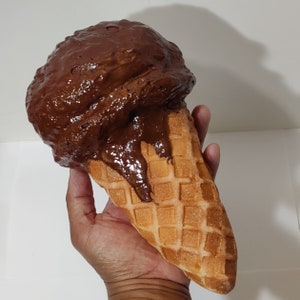 8 Inch Realistic Chocolate Ice Cream Wall Decor, 3D Fake Food Art, Prop, Pop Art, Unique gifts