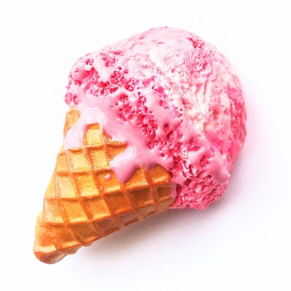 Pink ice cream magnet - Cute refrigerator magnet - Magnetic Board Office Decor