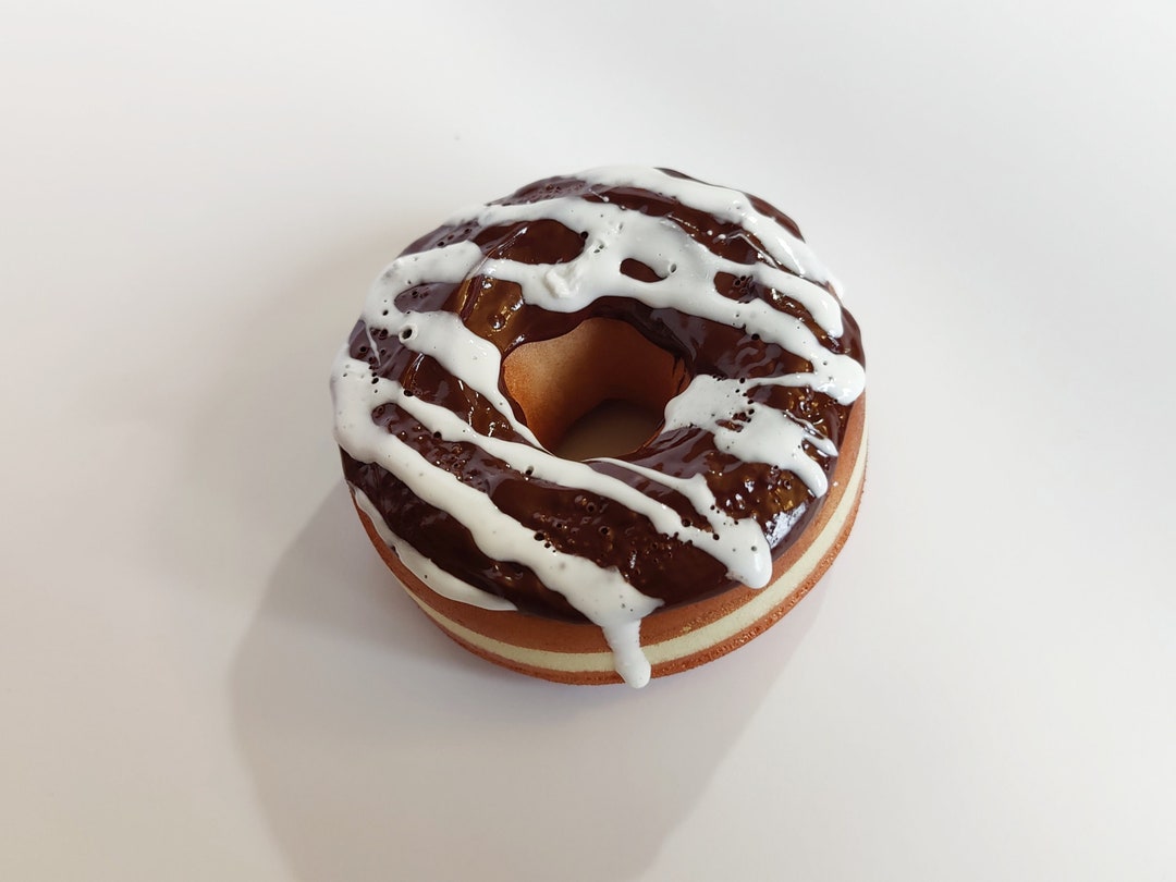 Chocolate Drizzled Donut Keychain / Large Fake Food Jewelry / Etsy