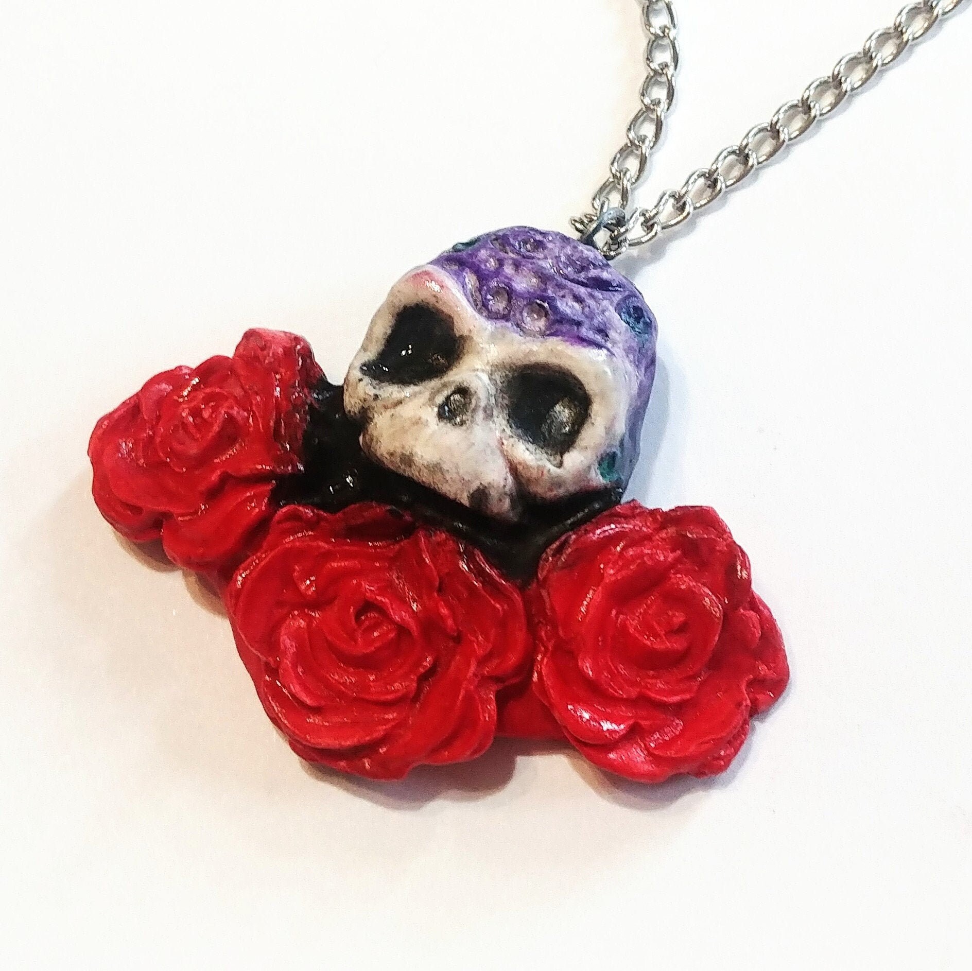 Buy Unique Roses Skull Necklace Women Halloween Costume Jewelry Day of the Dead Jewelry Online in India Etsy